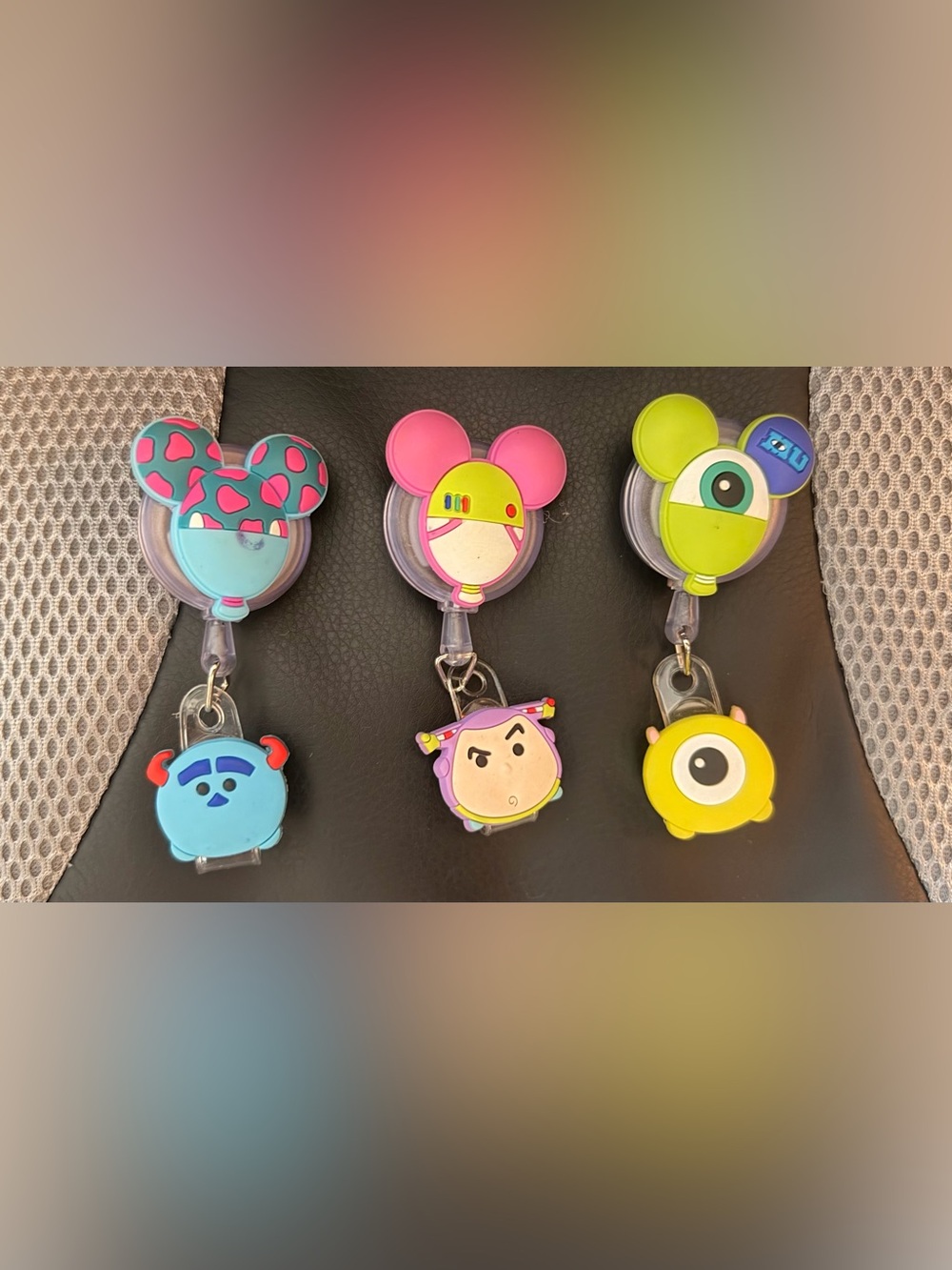 Pink Character Retractable Badge Reel Keychain for Kids